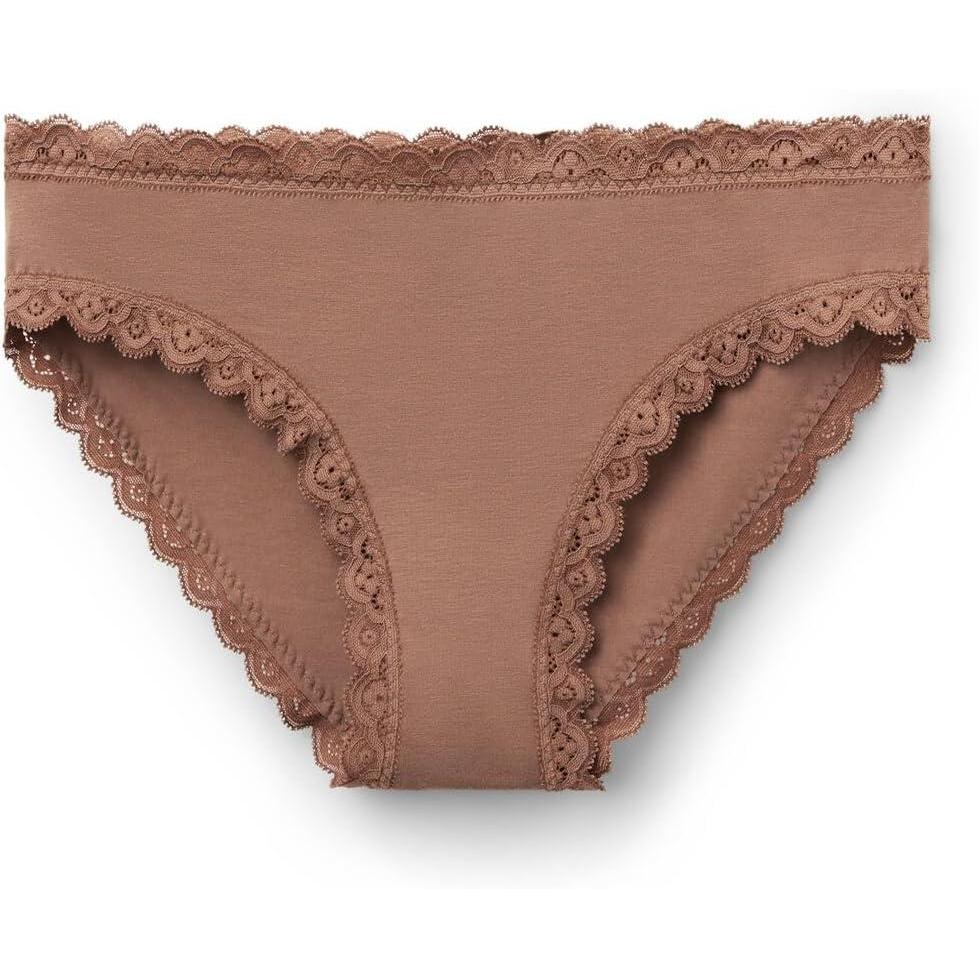imageWomans Cotton and Lace PantiesNatural  Caramel Dark Beige
