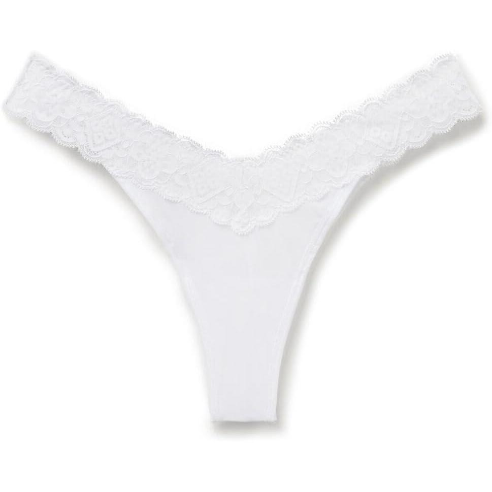 imageWomans Lace and Microfiber 80s Style BrazilianWhite  White