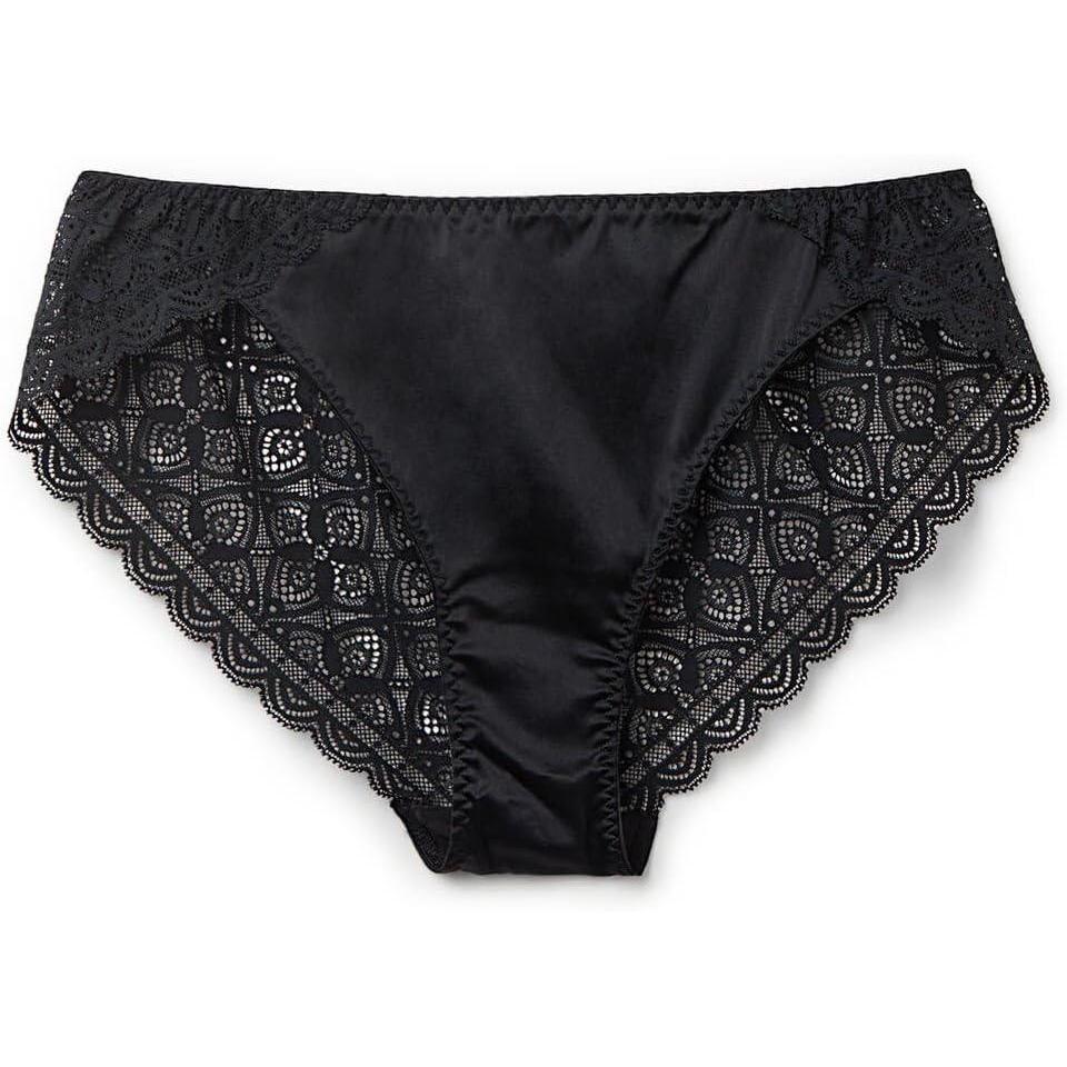 imageWomans Lace and Silk Bikini BriefsBlack  Black