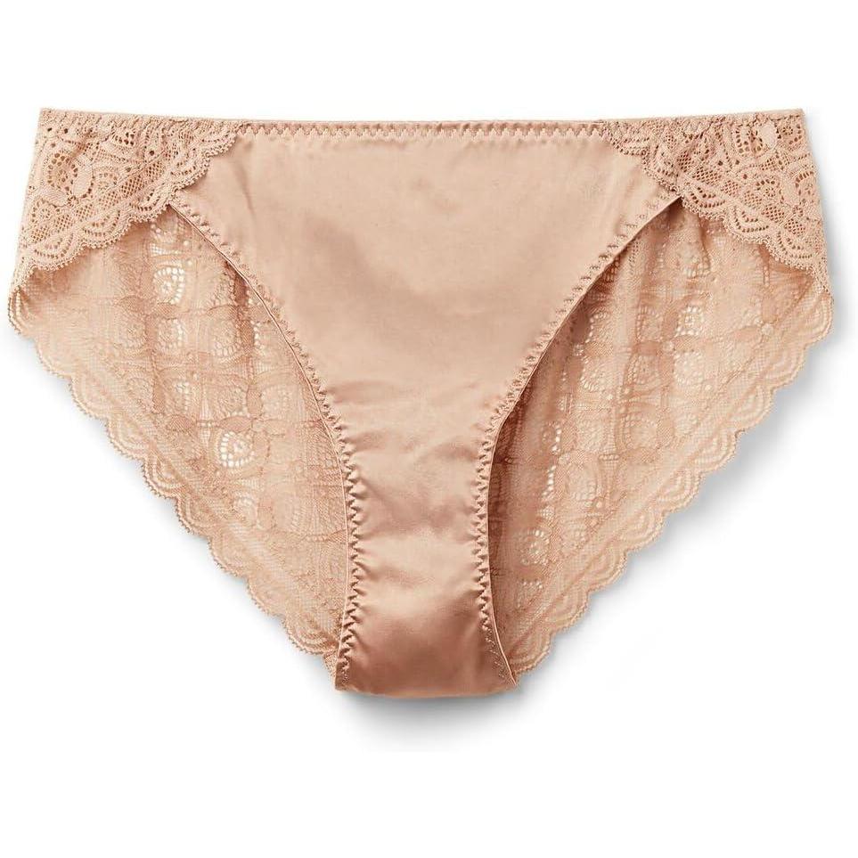 imageWomans Lace and Silk Bikini BriefsNatural  Satin Pink