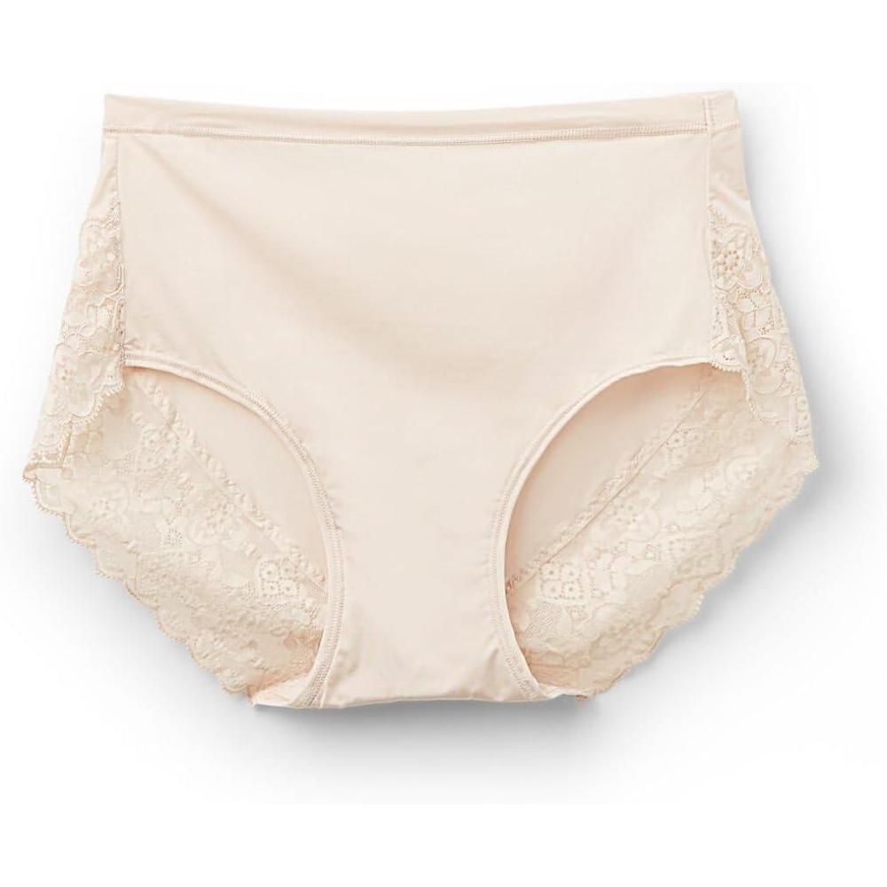 imageWomans Microfiber and Lace High Rise PantiesNatural  Avorio Crema