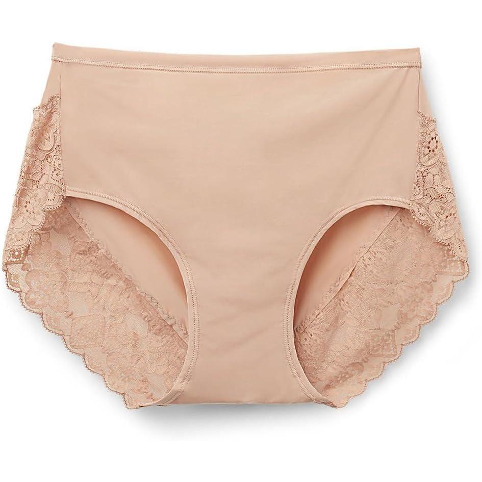 imageWomans Microfiber and Lace High Rise PantiesNatural  Honey Soft Beige