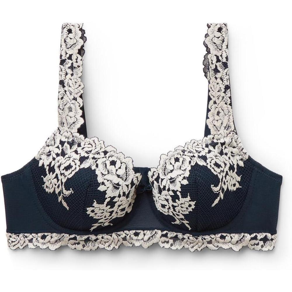 imageWomans Pretty Flowers Sofia Balconette BraBlue  Deep BlueVanilla