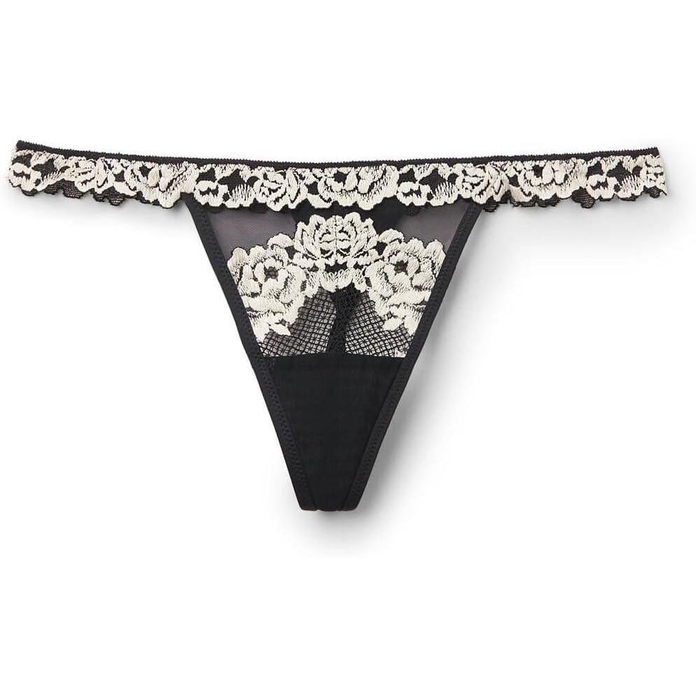 imageWomans Pretty Flowers Tulle GStringMulticolor  BlackIvory