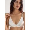 Woman’s Emma Refined Everyday Bralette Triangle Bra in Silk(Ivory – Powder White)