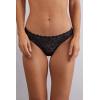 Woman’s Microfiber Lace Brazilian(Black – Black)