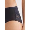 Woman’s Microfiber and Lace High Rise Panties(Black – Black)