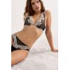 Woman’s Pretty Flowers Brazilian(Multicolor – Black/Ivory)