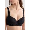 Woman’s Pretty Flowers Sofia Balconette Bra(Black – Black)