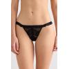 Woman’s Pretty Flowers Tulle G-String(Black – Black)
