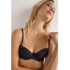 Woman’s Sofia Natural Lift Balconette Bra in Ultralight Microfiber(Black – Black)