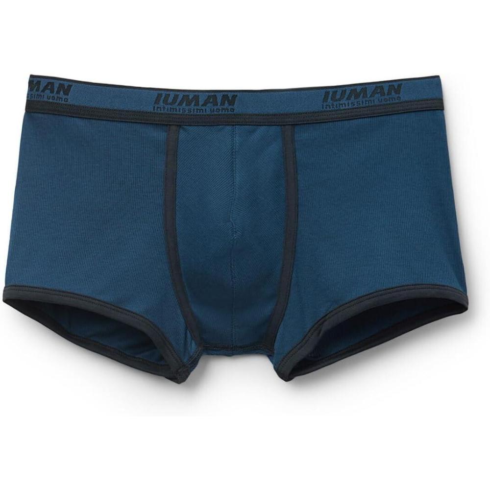 imageMans Ribbed Superior Cotton BoxersBlue  Blu GasBlu Notte