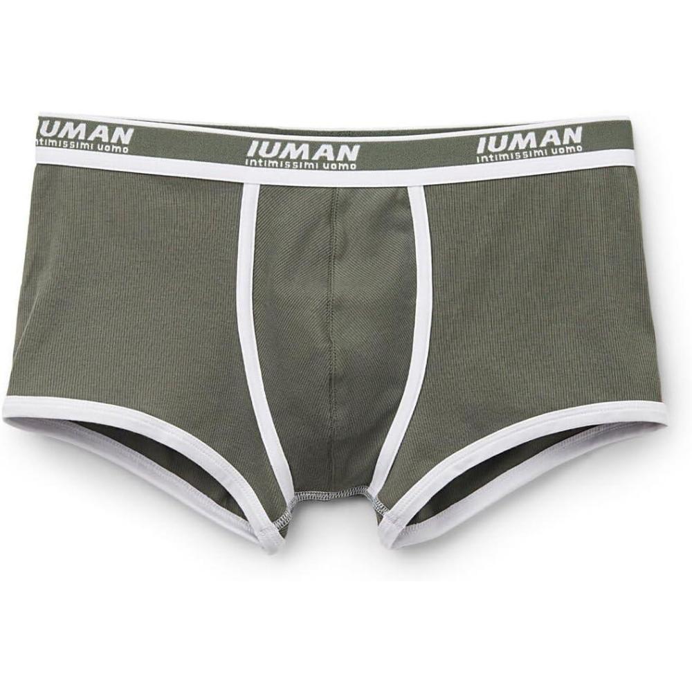 imageMans Ribbed Superior Cotton BoxersGreen  Verde TimoBianco
