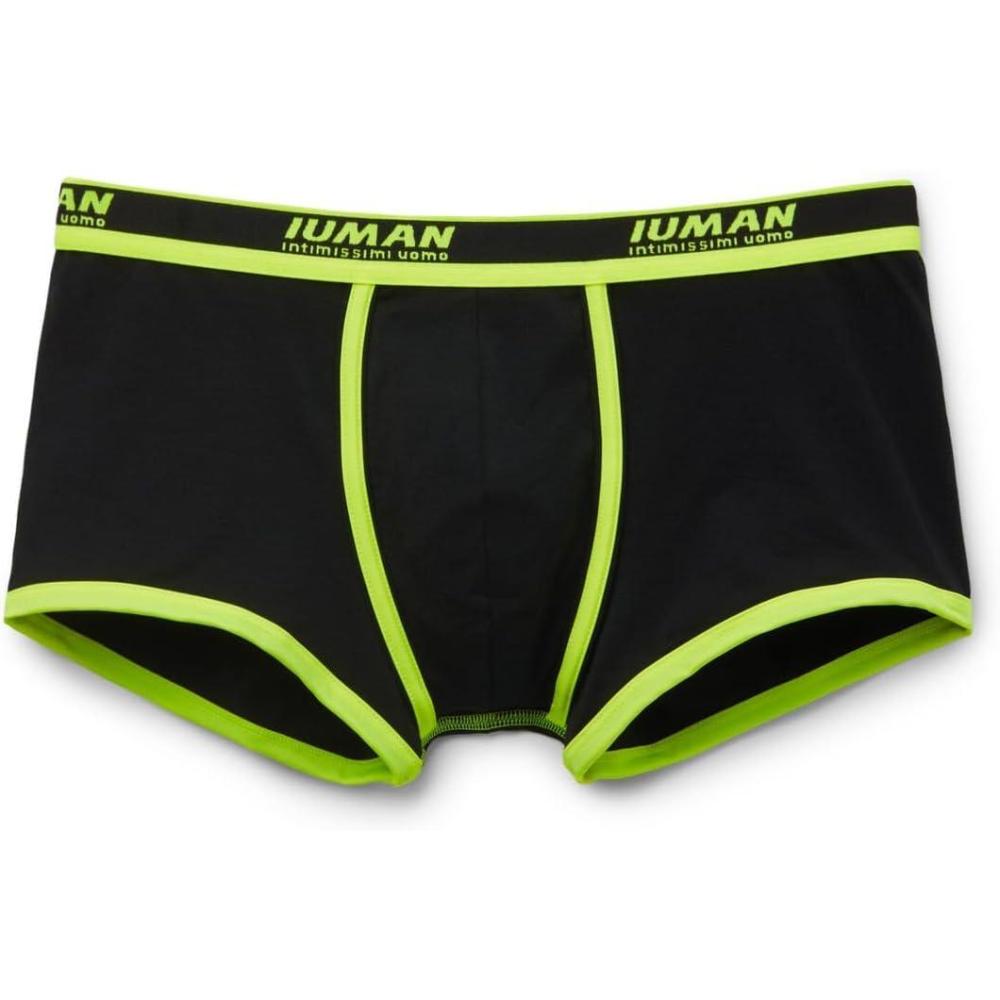 imageMans Superior Cotton Boxers with LogoBlack  BlackNeon Yellow
