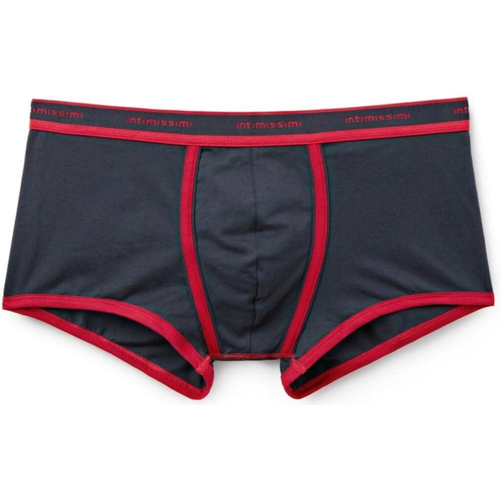 imageMans Superior Cotton Boxers with LogoBlue  Blu NotteRosso Intenso