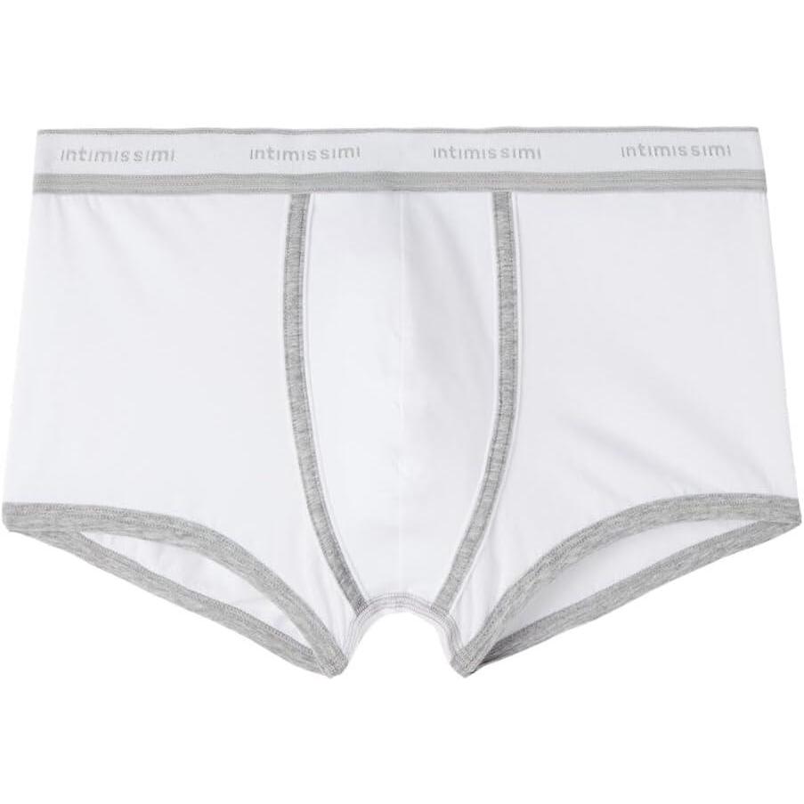 imageMans Superior Cotton Boxers with LogoWhite  BiancoGrigio Melange