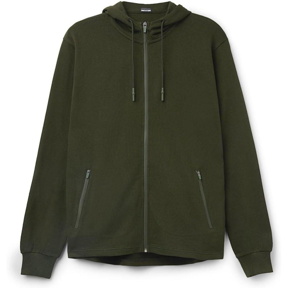 imageMans Zip Cotton SweatshirtGreen  Military Green