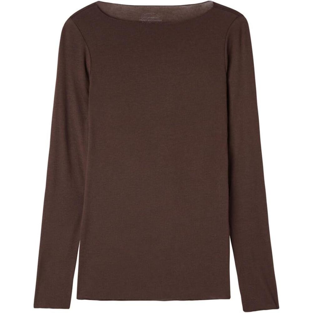 imageWomans Boat Neck Modal Cashmere Ultralight TopBrown  Brown
