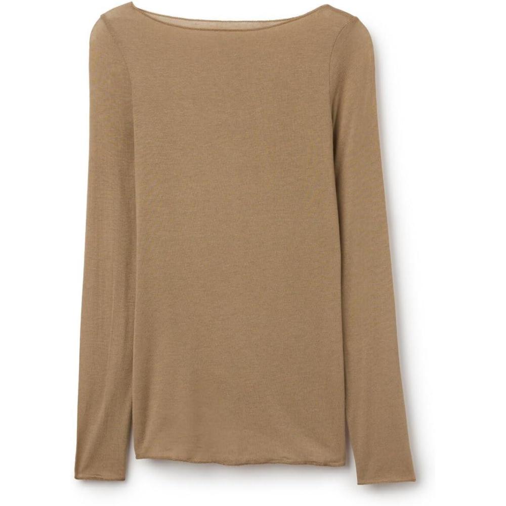 imageWomans Boat Neck Modal Cashmere Ultralight TopBrown  Toffee Brown