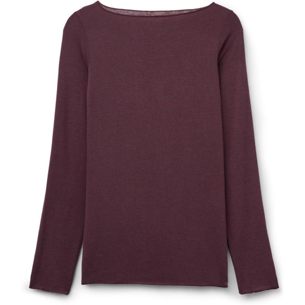 imageWomans Boat Neck Modal Cashmere Ultralight TopBurgundy  Dark Burgundy