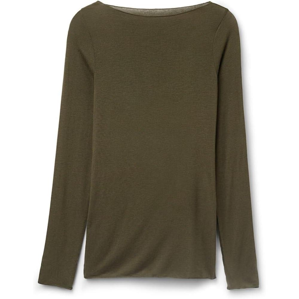 imageWomans Boat Neck Modal Cashmere Ultralight TopGreen  Bamboo Green
