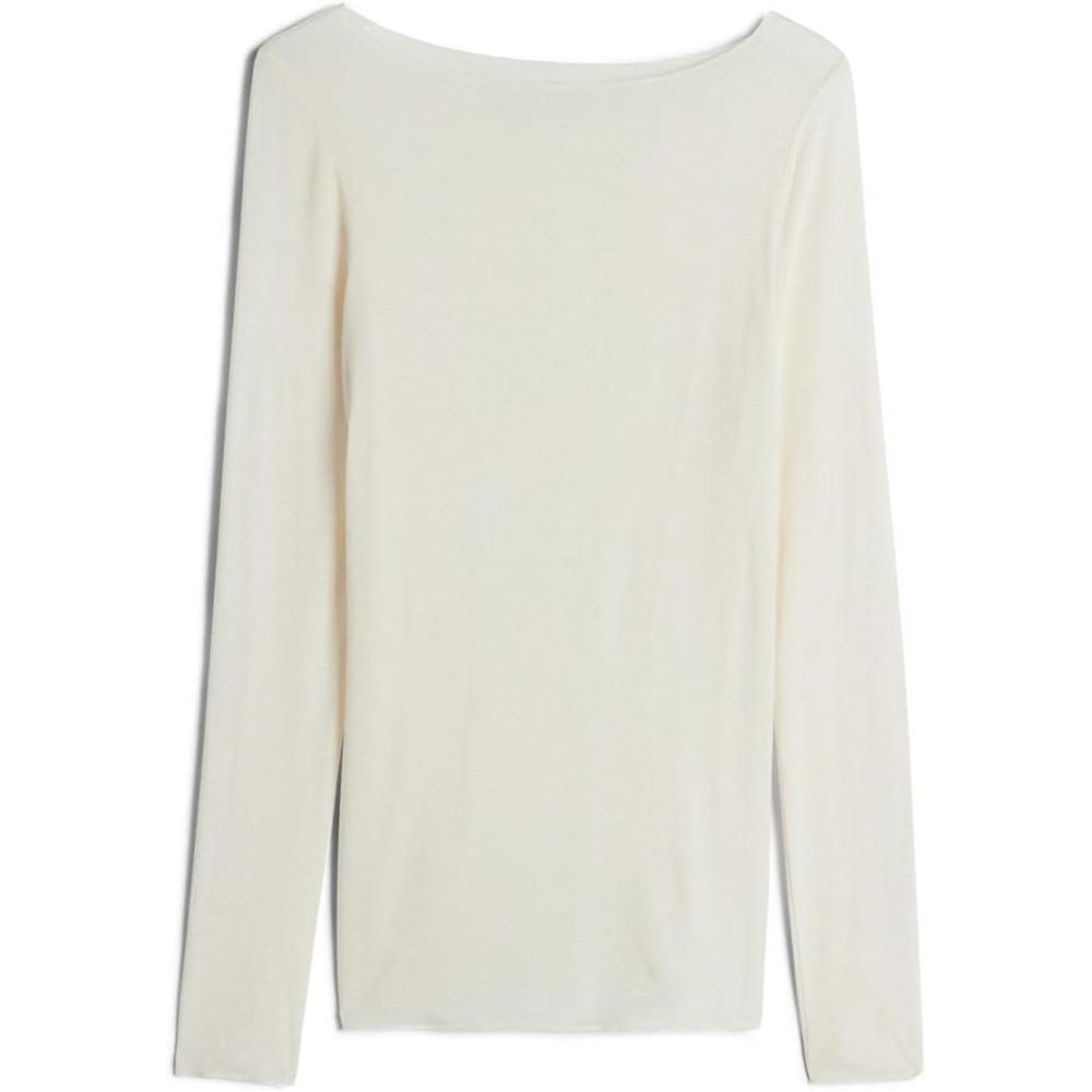 imageWomans Boat Neck Modal Cashmere Ultralight TopIvory  Natural Vanilla