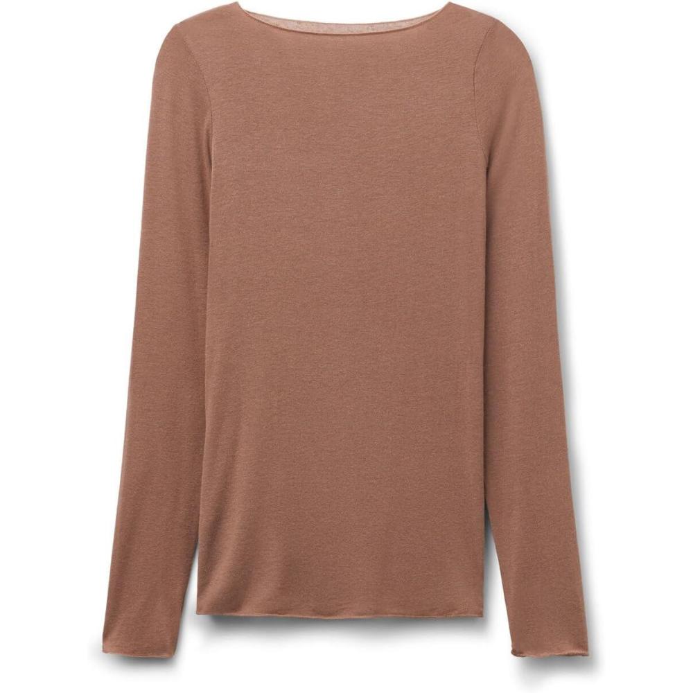 imageWomans Boat Neck Modal Cashmere Ultralight TopNatural  Caramel Dark Beige