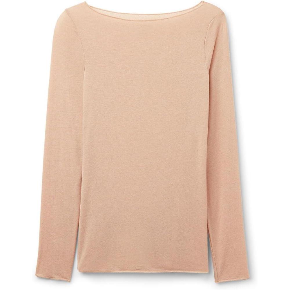 imageWomans Boat Neck Modal Cashmere Ultralight TopNatural  Honey Soft Beige