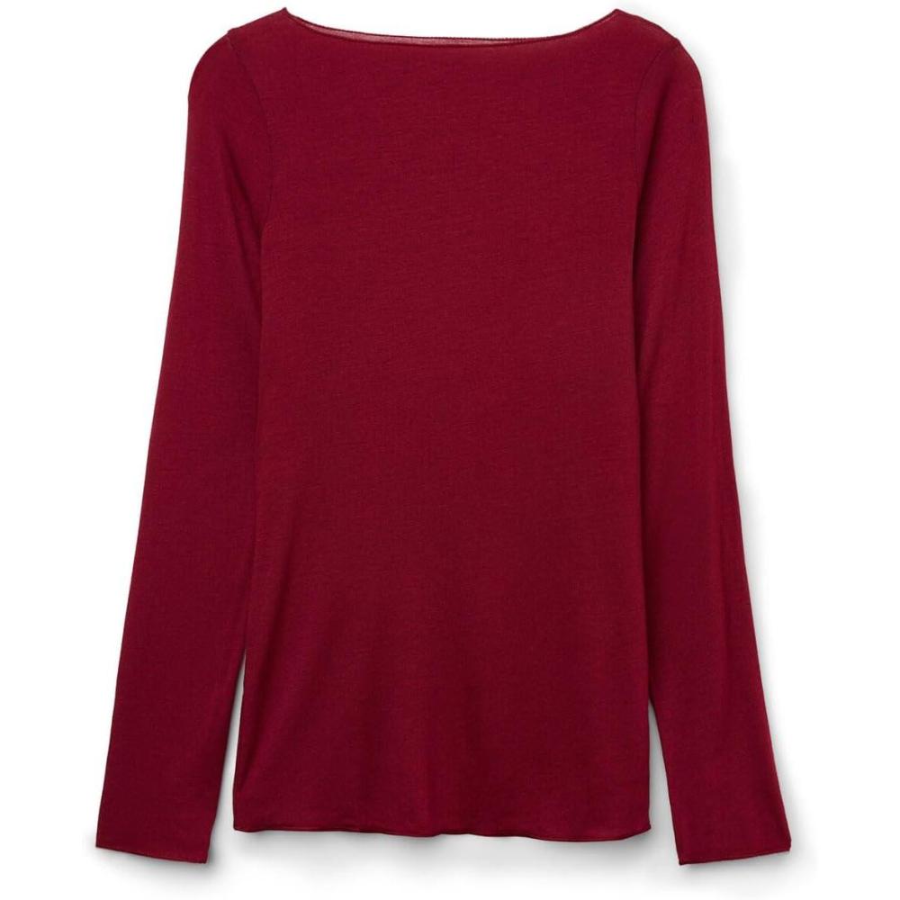 imageWomans Boat Neck Modal Cashmere Ultralight TopRed  Vamp Red