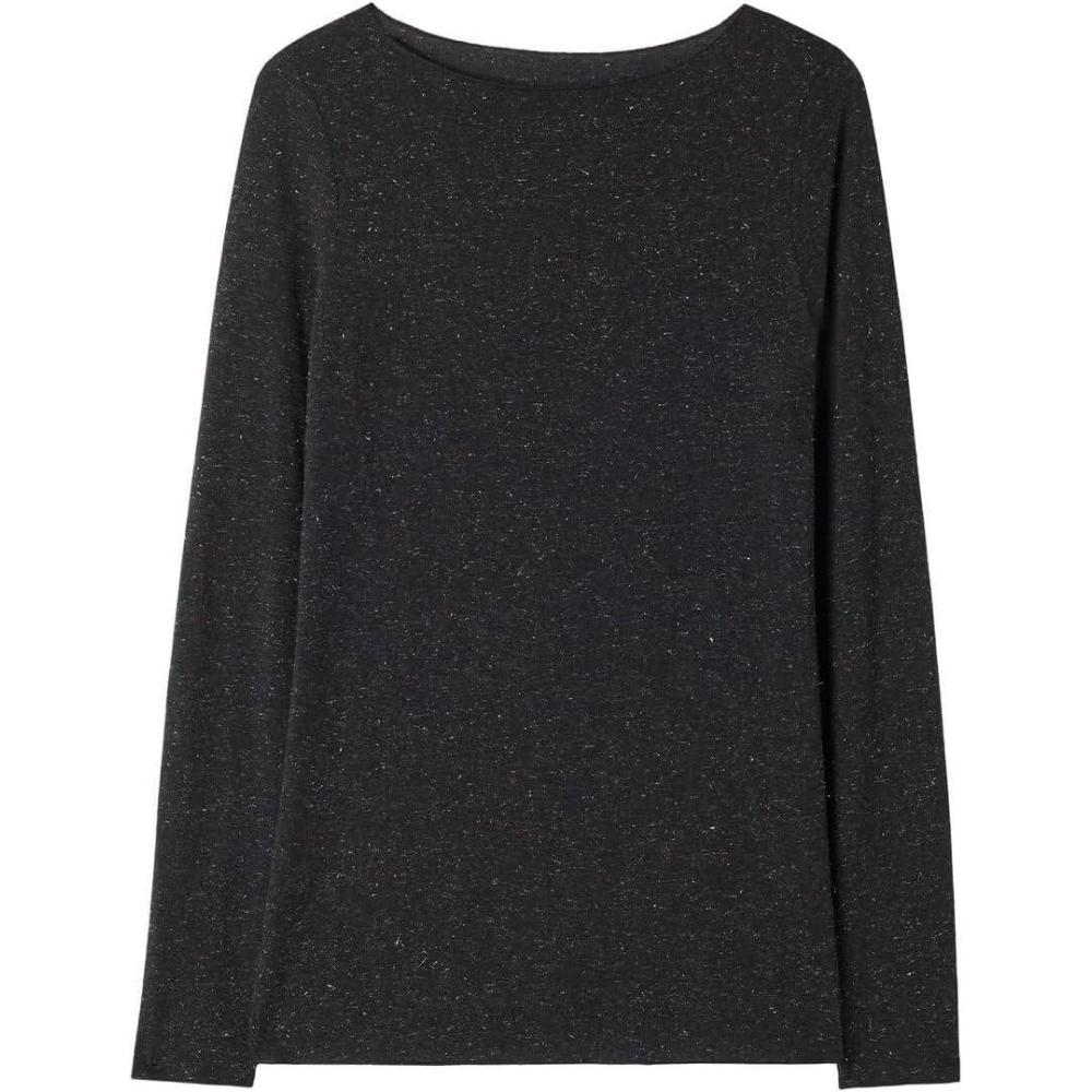 imageWomans Crewneck Top in Modal Light with Cashmere LamBlack  Black Lam