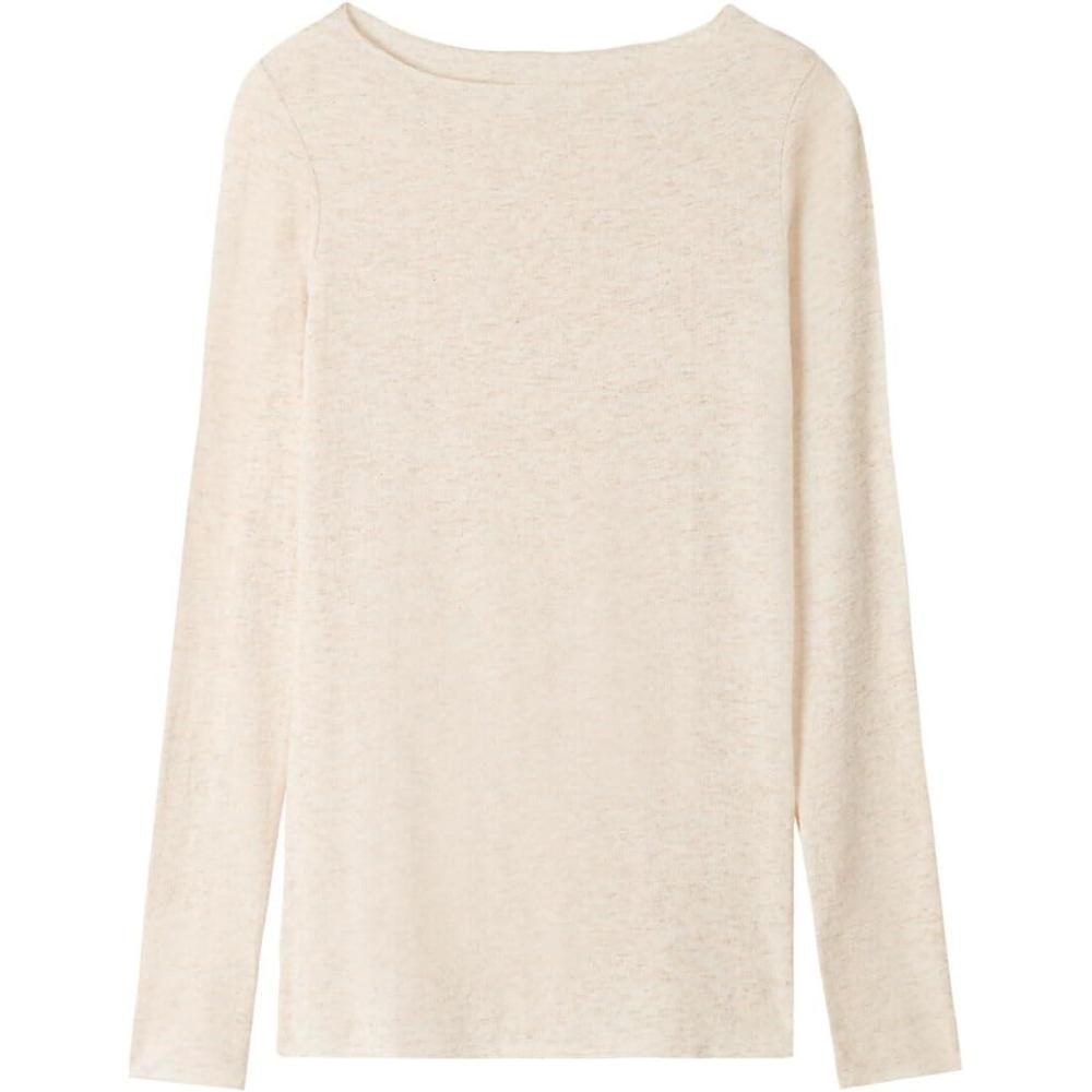imageWomans Crewneck Top in Modal Light with Cashmere LamPale Pink  Offwhite Lam