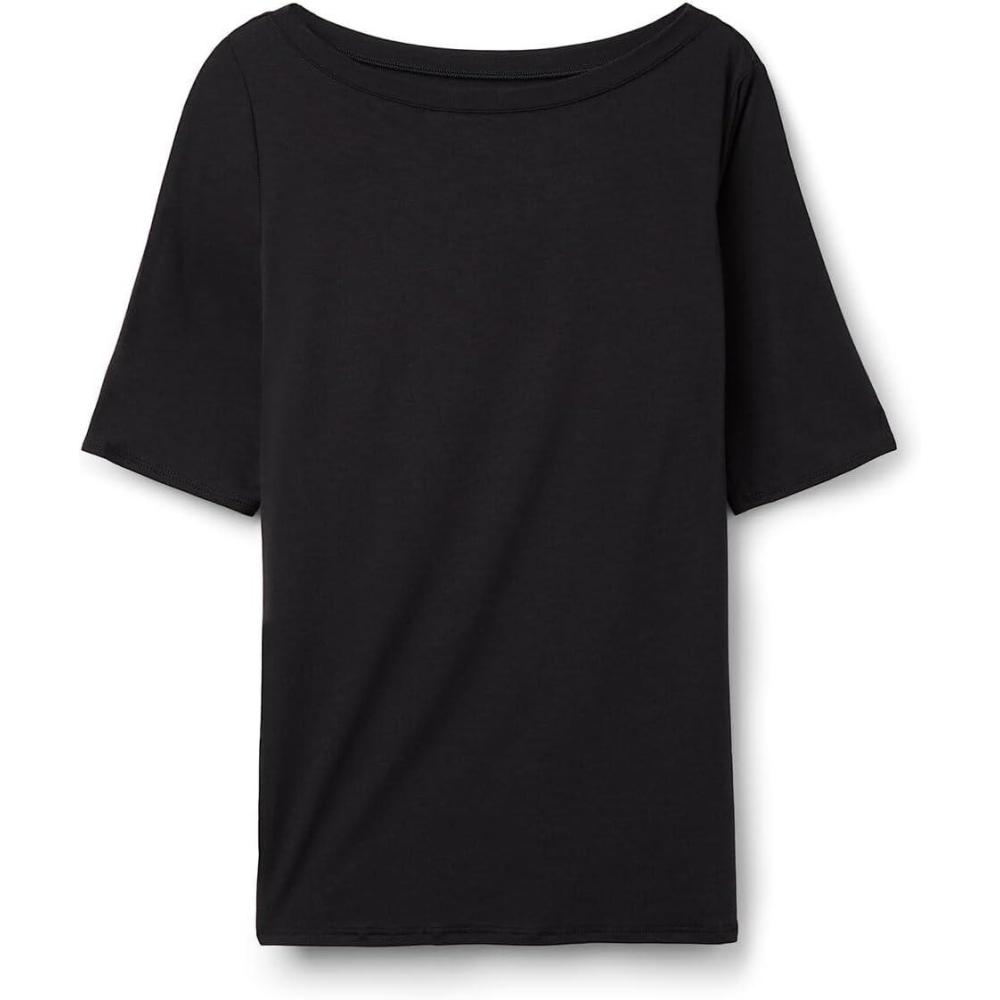 imageWomans Fresh Bamboo Bateau Neck TopBlack  Black