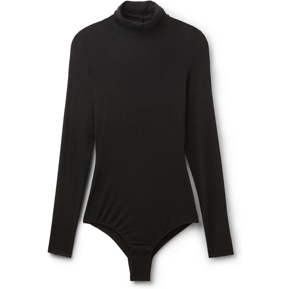 imageWomans High Collar Bodysuit in Modal Ultralight with CashmereBlack  Black