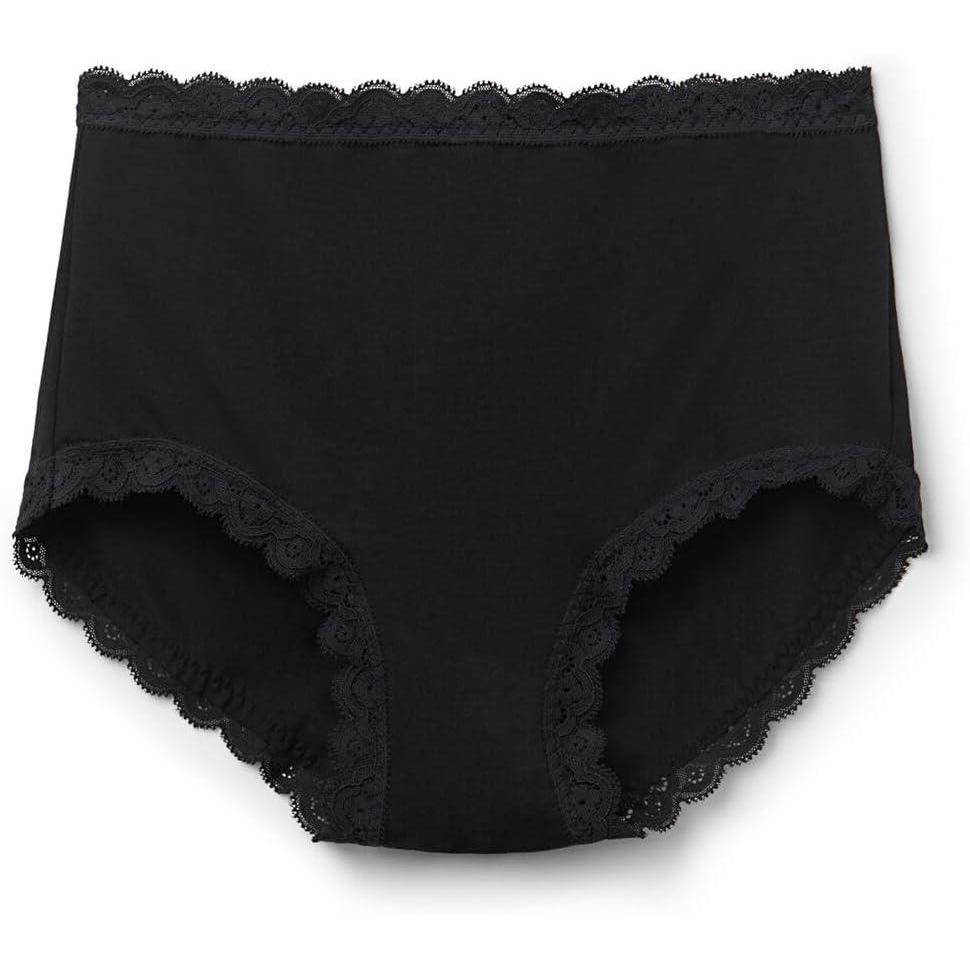 imageWomans High Rise Cotton and Lace HipstersBlack  Black