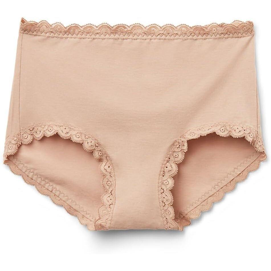 imageWomans High Rise Cotton and Lace HipstersNatural  Honey Soft Beige