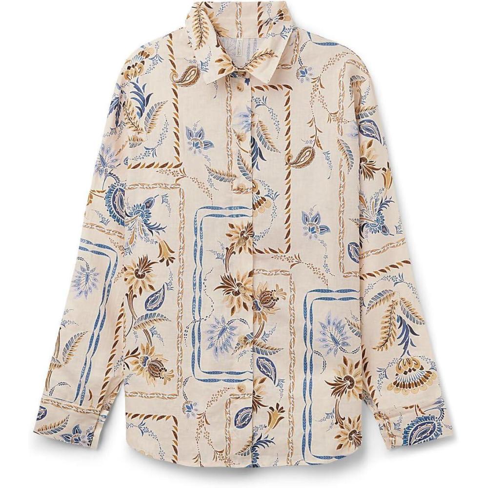 imageWomans Italian Rivera Linen and Cotton ShirtMulticolor  Stampa La Riviera