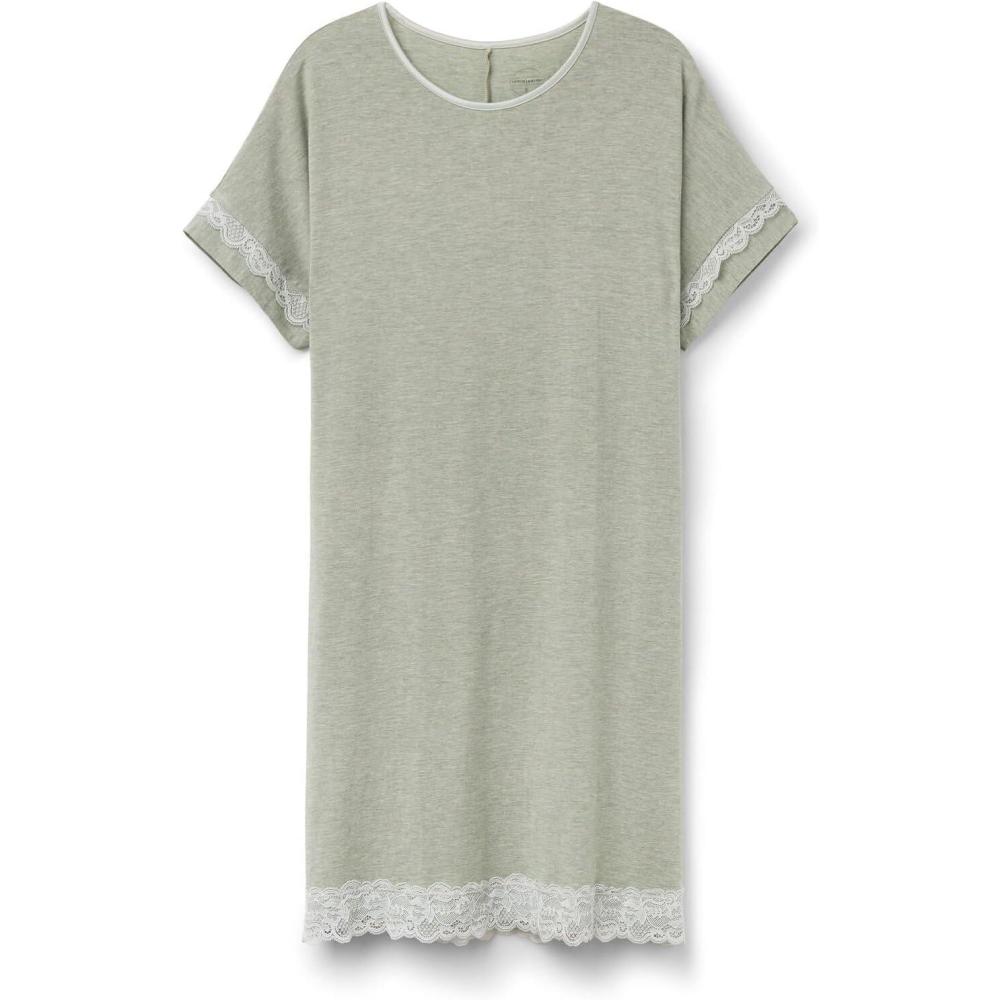 imageWomans Lace Trim Short Sleeve NightgownGreen  Sage Green Melange
