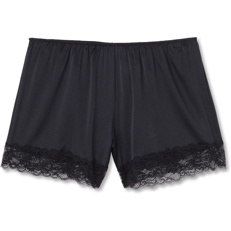 imageWomans Lace Trim Silk ShortsBlack  Black