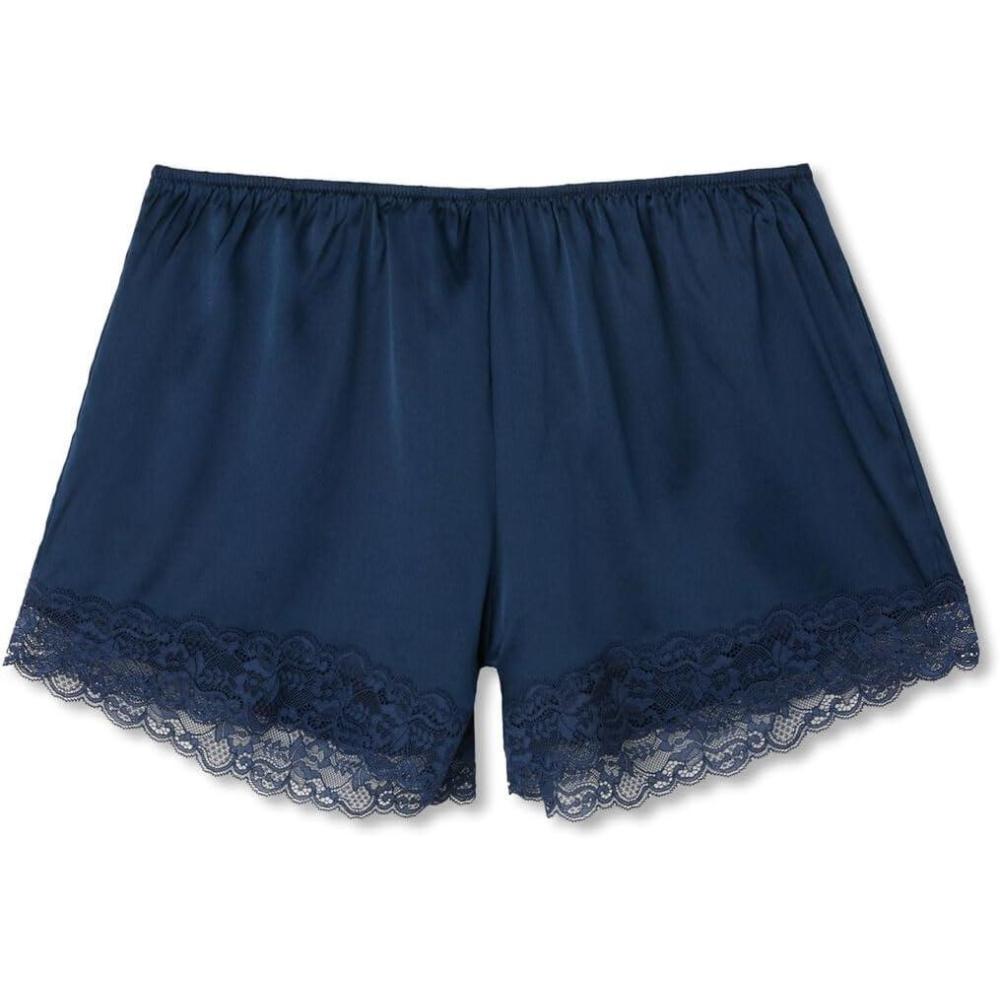 imageWomans Lace Trim Silk ShortsBlue  Intense Blue