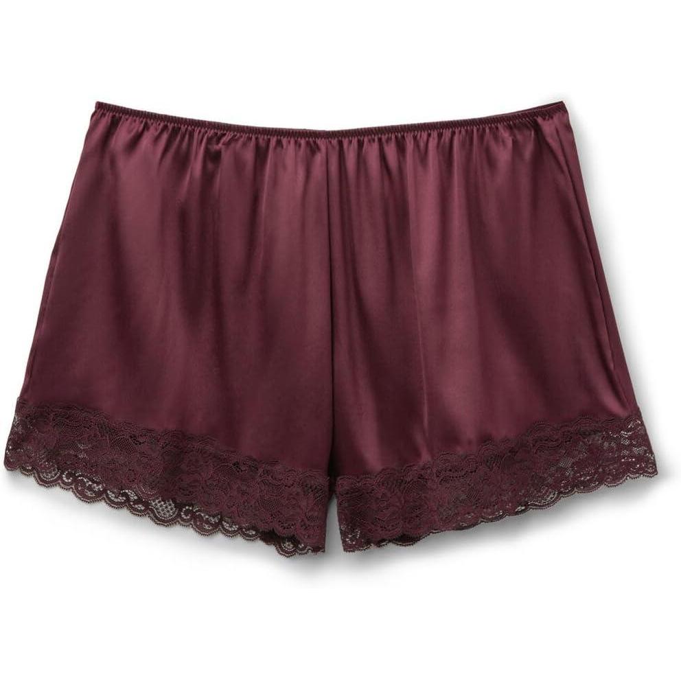 imageWomans Lace Trim Silk ShortsBurgundy  Dark Burgundy