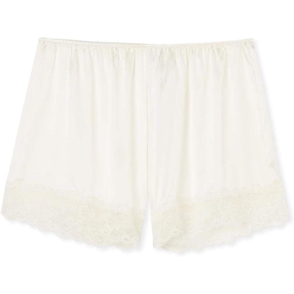 imageWomans Lace Trim Silk ShortsIvory  Powder White
