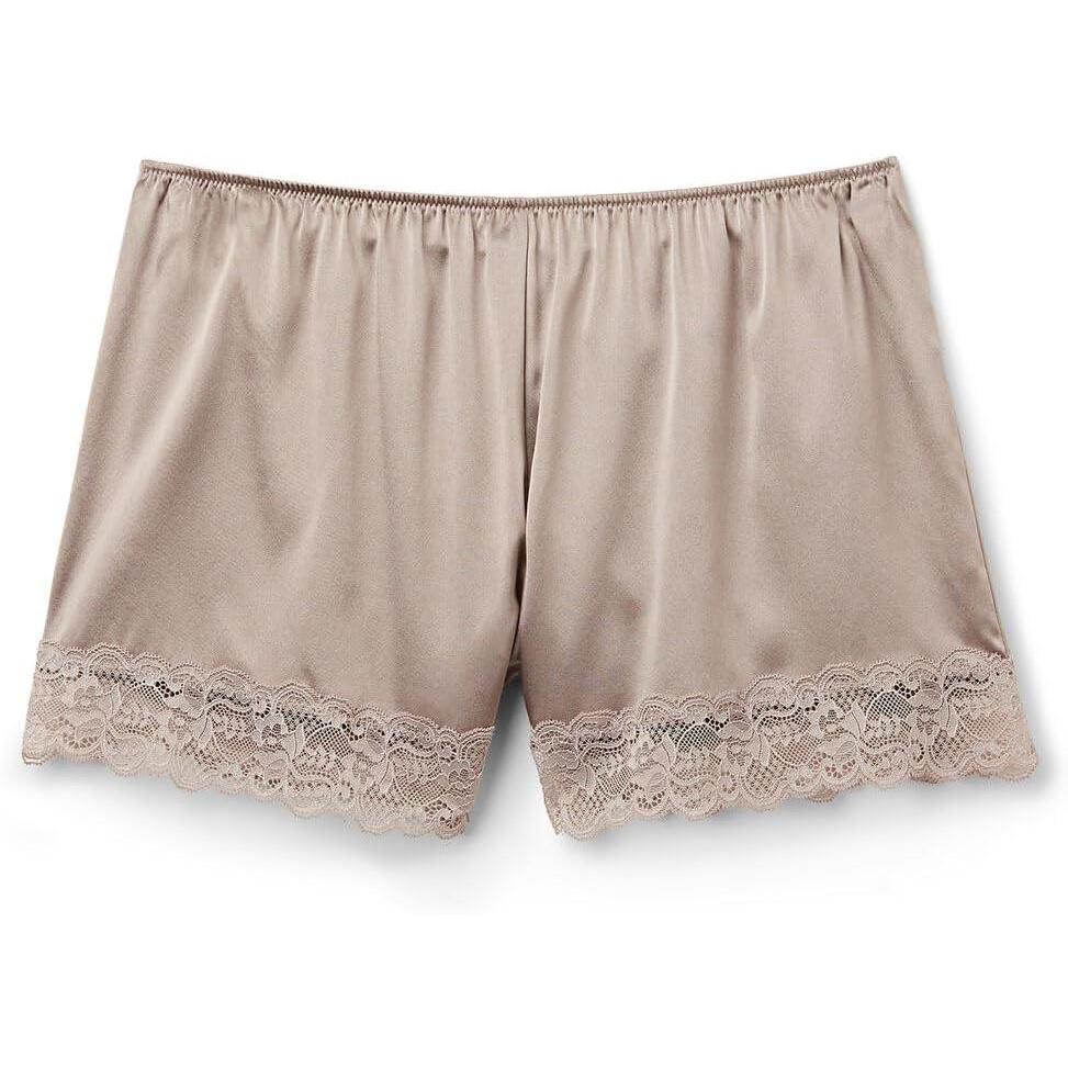 imageWomans Lace Trim Silk ShortsNatural  Powder Beige