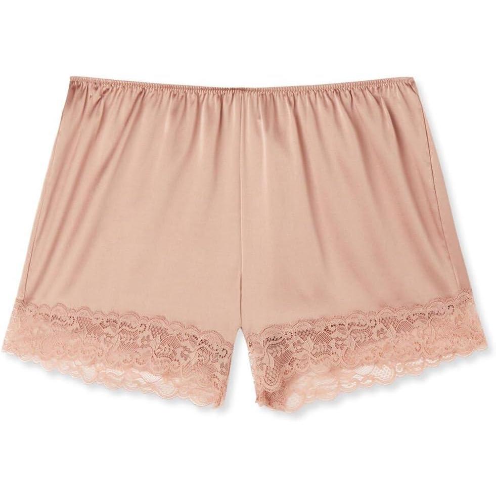 imageWomans Lace Trim Silk ShortsNatural  Satin Pink