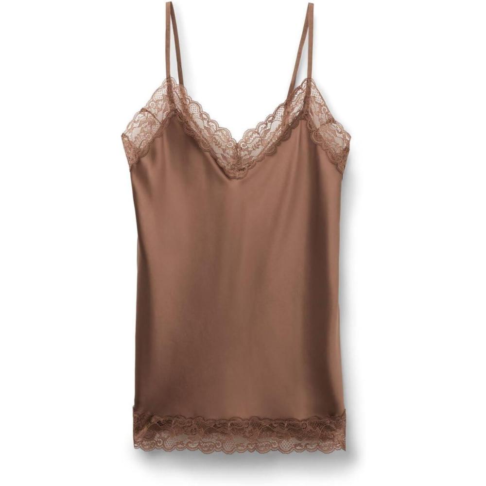 imageWomans Lace and Silk TopNatural  Caramel Dark Beige
