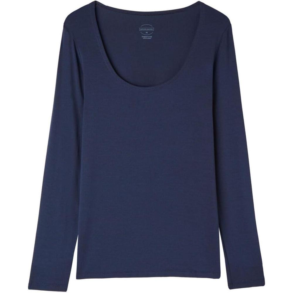 imageWomans Long Sleeve Scoop Neck Top in MicroModalBlue  Intense Blue
