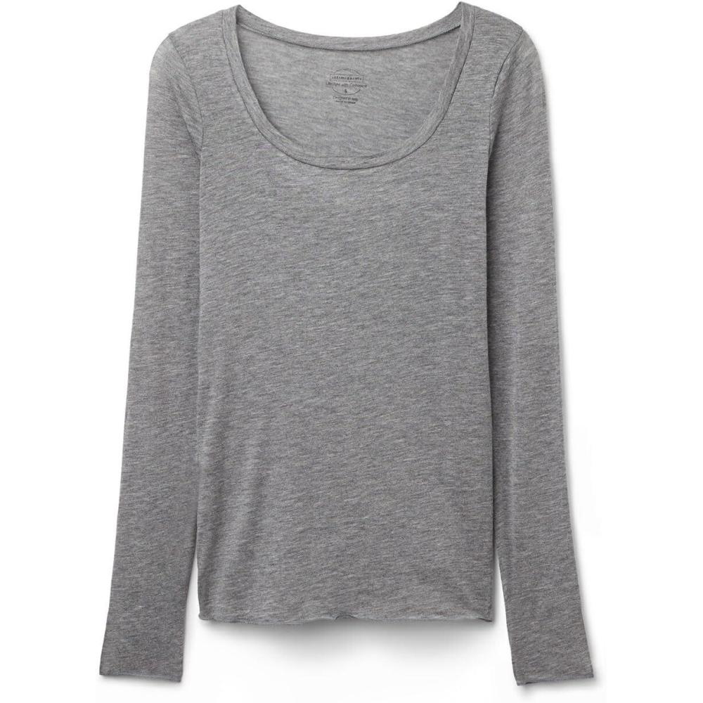imageWomans Long Sleeve Scoop Neck Top in Ultralight Modal with CashmereGrey  Medium Grey Mel