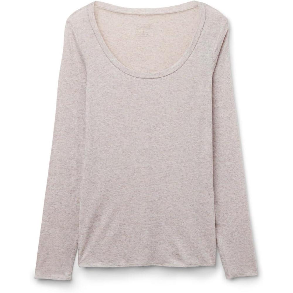 imageWomans Long Sleeve Scoop Neck Top in Ultralight Modal with CashmereNatural  Shell Beige Mlange
