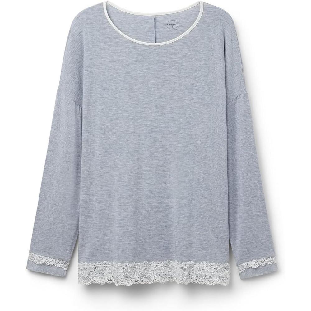 imageWomans LongSleeve RoundNeck Modal TopLight Blue  Light Blue Melange
