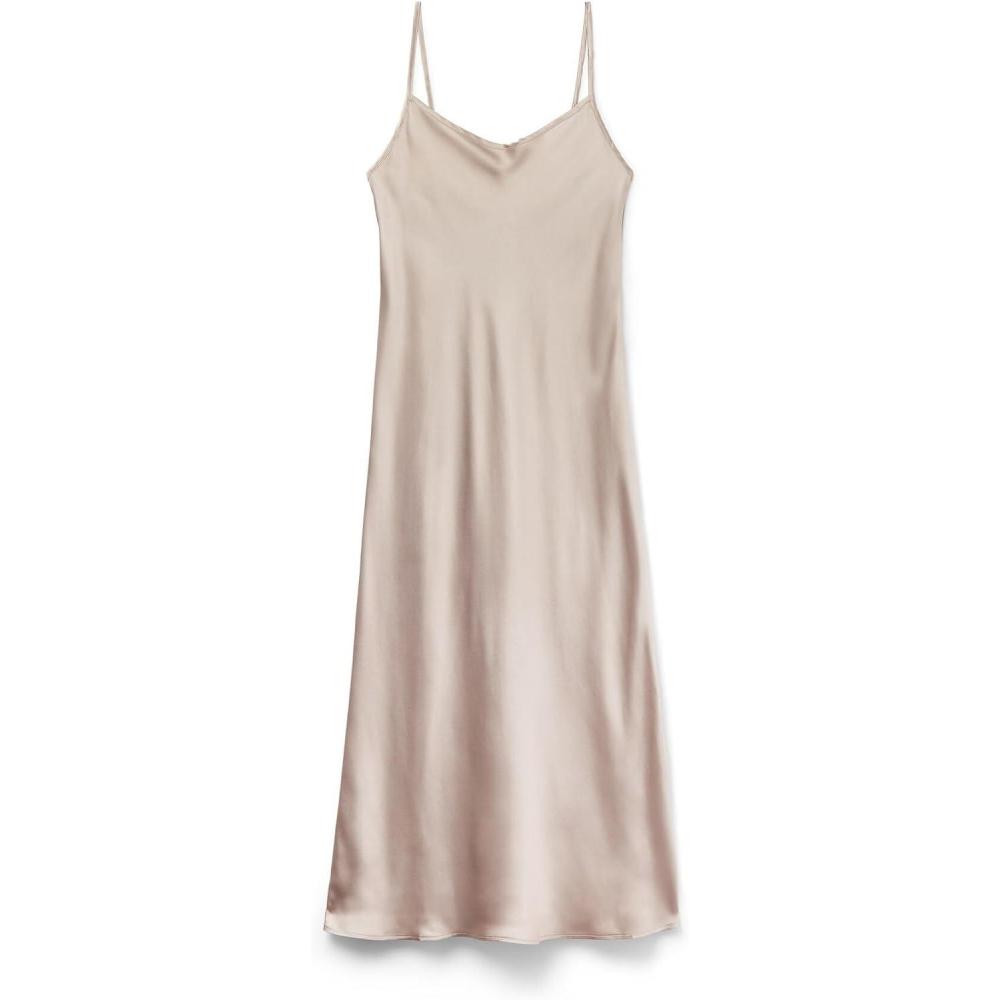imageWomans MidiLength Slip in SilkNatural  Powder Beige