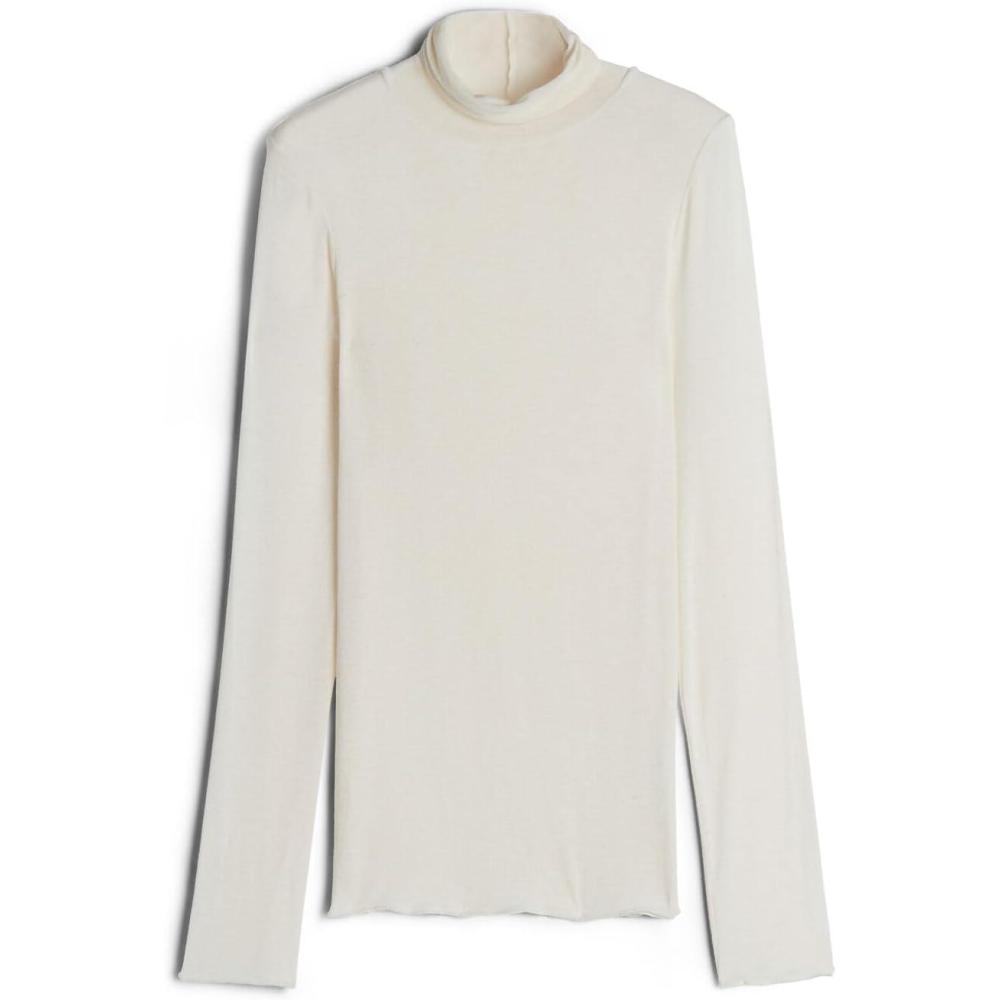 imageWomans Modal Cashmere Ultralight HighNeck TopIvory  Natural Vanilla
